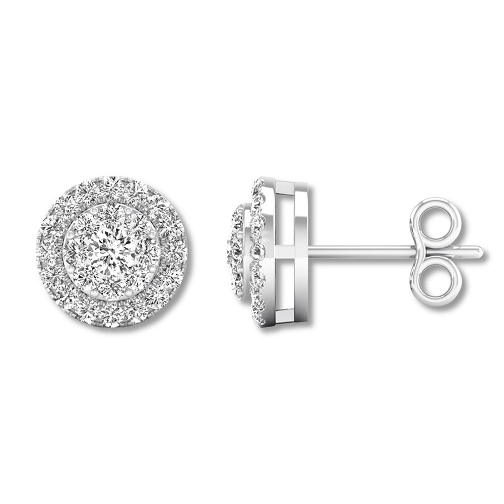 Diamond Stud Earrings 1/2 carat tw Round 10K White Gold NLgTE718