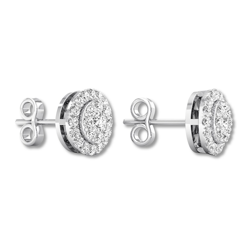Diamond Stud Earrings 1/2 carat tw Round 10K White Gold NLgTE718