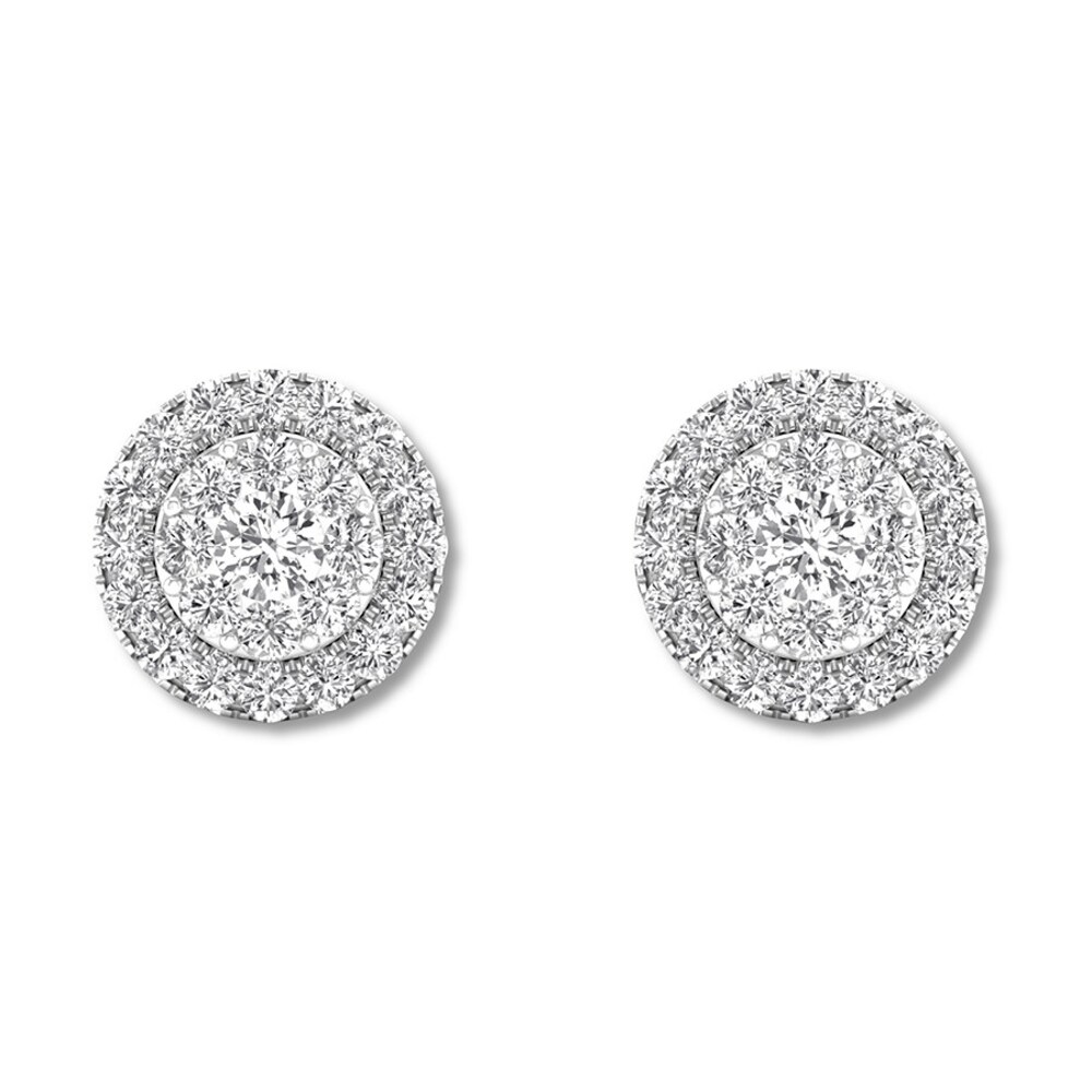Diamond Stud Earrings 1/2 carat tw Round 10K White Gold NLgTE718