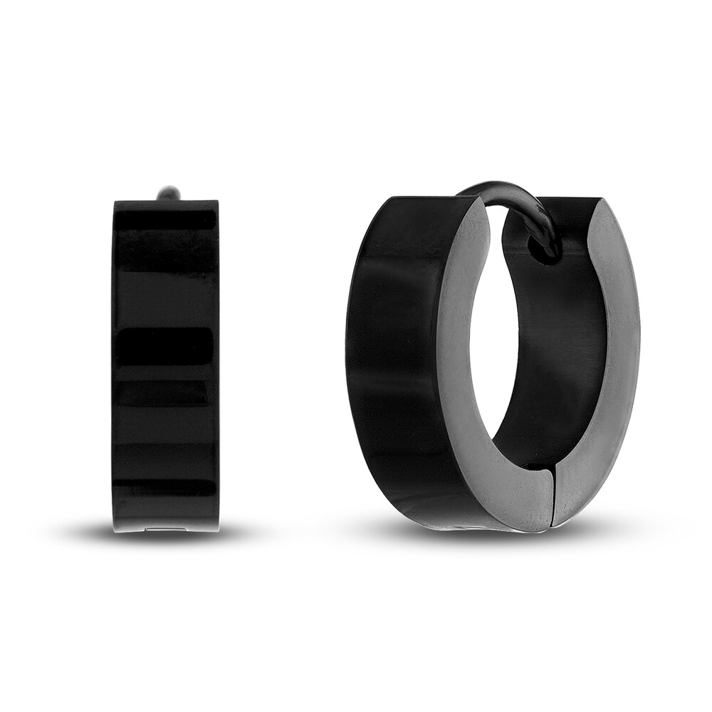 Huggie Earrings Black Ion-Plated Stainless Steel 15mm NMHyjp6y Huggie Earrings Black Ion-Plated Stainless Steel 15mm NMHyjp6y