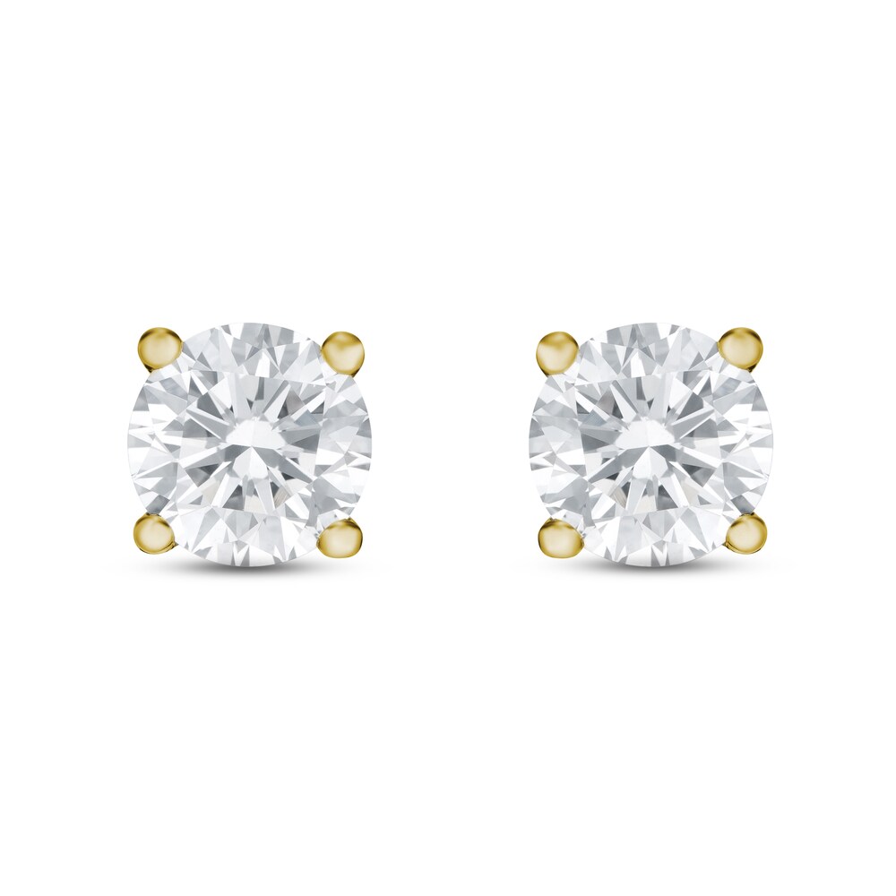 Lab-Created Diamond Solitaire Stud Earrings 3/4 ct tw Round 14K Yellow Gold (SI2/F) NOCOi4lh Lab-Created Diamond Solitaire Stud Earrings 3/4 ct tw Round 14K Yellow Gold (SI2/F) NOCOi4lh