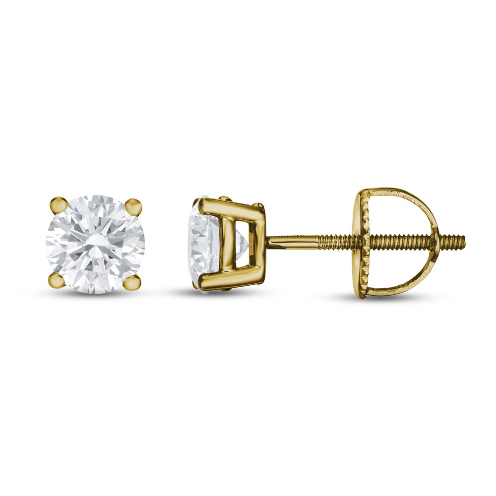 Lab-Created Diamond Solitaire Stud Earrings 3/4 ct tw Round 14K Yellow Gold (SI2/F) NOCOi4lh Lab-Created Diamond Solitaire Stud Earrings 3/4 ct tw Round 14K Yellow Gold (SI2/F) NOCOi4lh