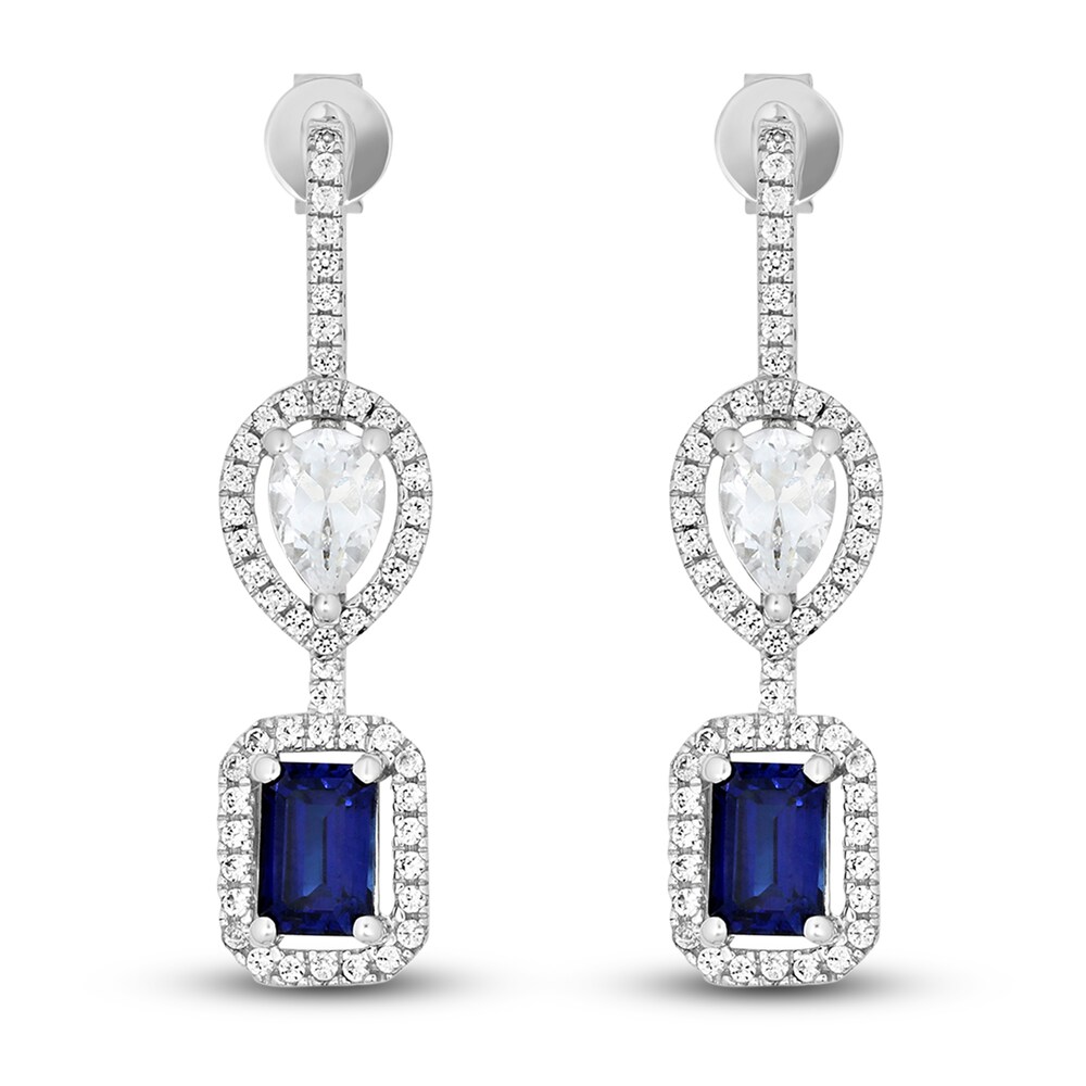 Lab-Created Blue Sapphire & Lab-Created White Sapphire Dangle Earrings 10K White Gold NPDuXjlG Lab-Created Blue Sapphire & Lab-Created White Sapphire Dangle Earrings 10K White Gold NPDuXjlG