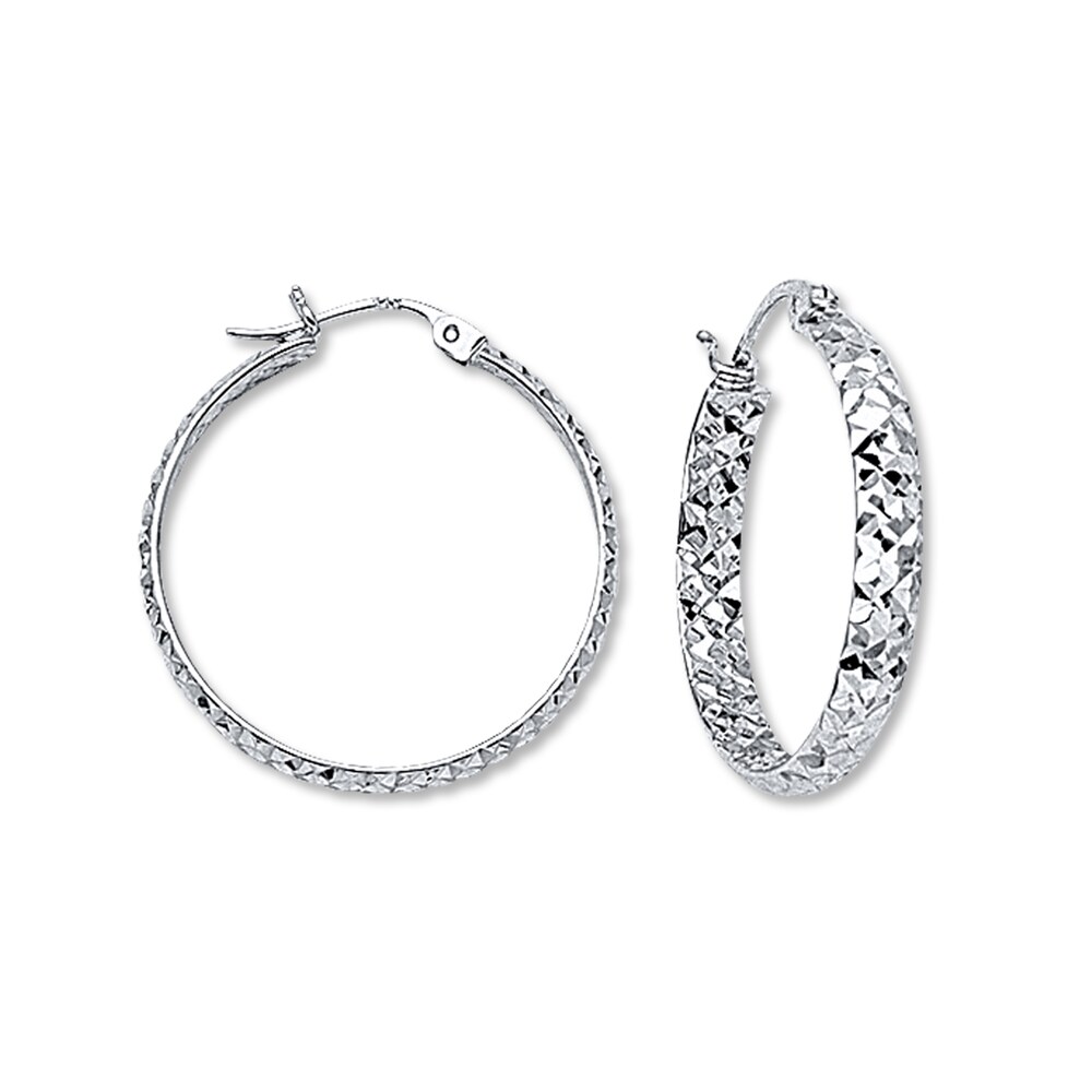 Hoop Earrings 14K White Gold 25mm NVtw8bra Hoop Earrings 14K White Gold 25mm NVtw8bra
