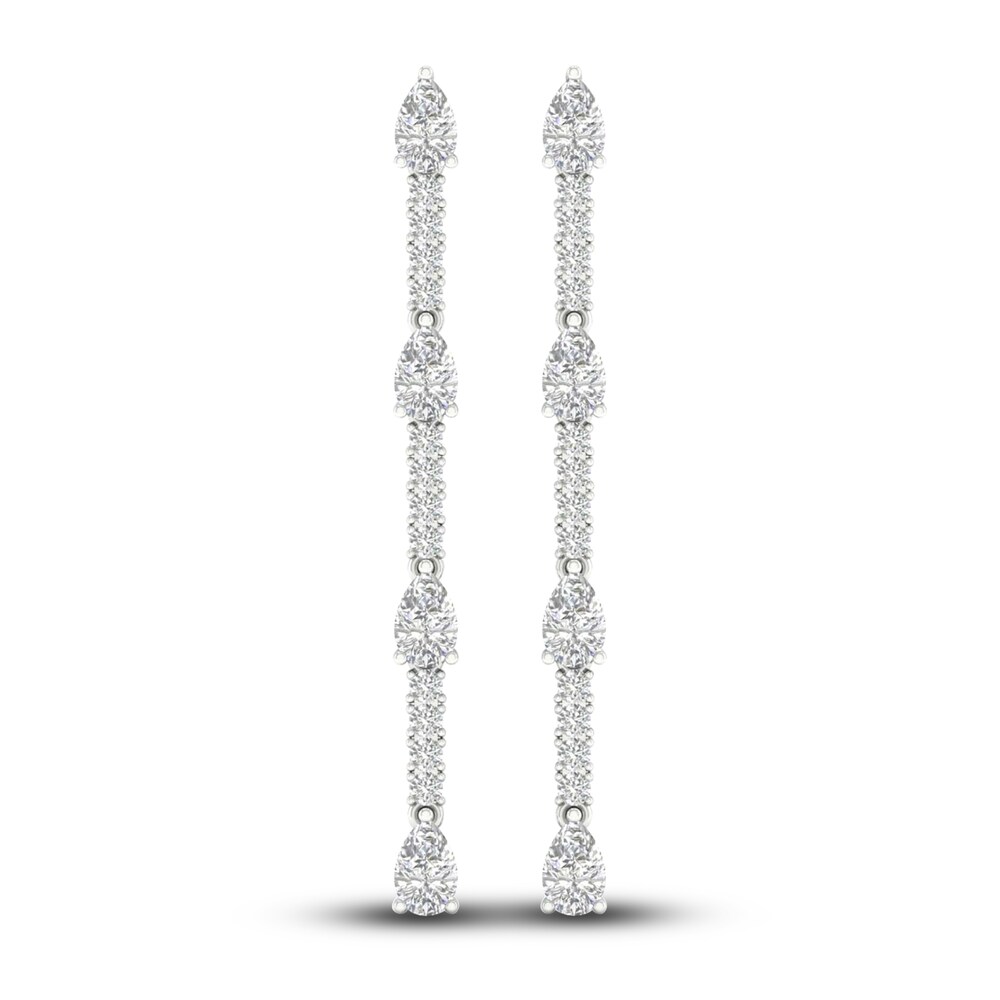 Lab-Created Diamond Drop Earrings 2 ct tw Pear/Round 14K White Gold NWFWAPpV Lab-Created Diamond Drop Earrings 2 ct tw Pear/Round 14K White Gold NWFWAPpV