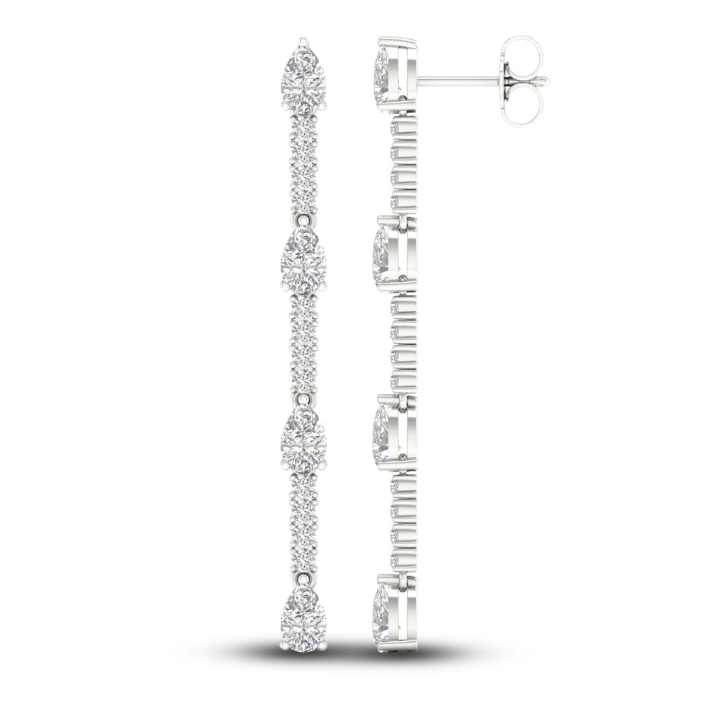 Lab-Created Diamond Drop Earrings 2 ct tw Pear/Round 14K White Gold NWFWAPpV Lab-Created Diamond Drop Earrings 2 ct tw Pear/Round 14K White Gold NWFWAPpV