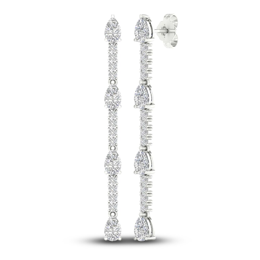 Lab-Created Diamond Drop Earrings 2 ct tw Pear/Round 14K White Gold NWFWAPpV Lab-Created Diamond Drop Earrings 2 ct tw Pear/Round 14K White Gold NWFWAPpV