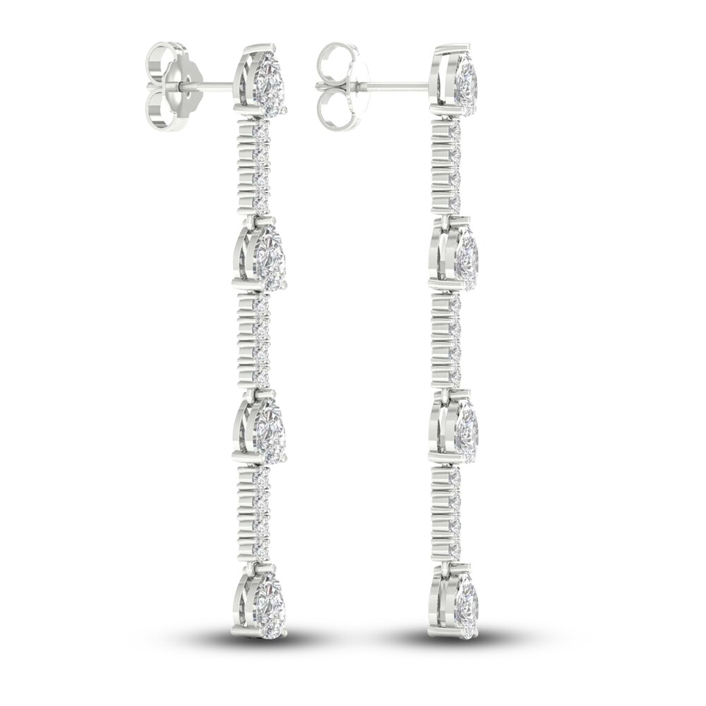 Lab-Created Diamond Drop Earrings 2 ct tw Pear/Round 14K White Gold NWFWAPpV Lab-Created Diamond Drop Earrings 2 ct tw Pear/Round 14K White Gold NWFWAPpV
