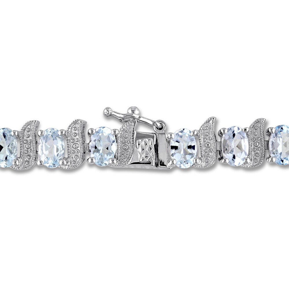 Aquamarine Bracelet Diamond Accents Sterling Silver NWmxJJhh