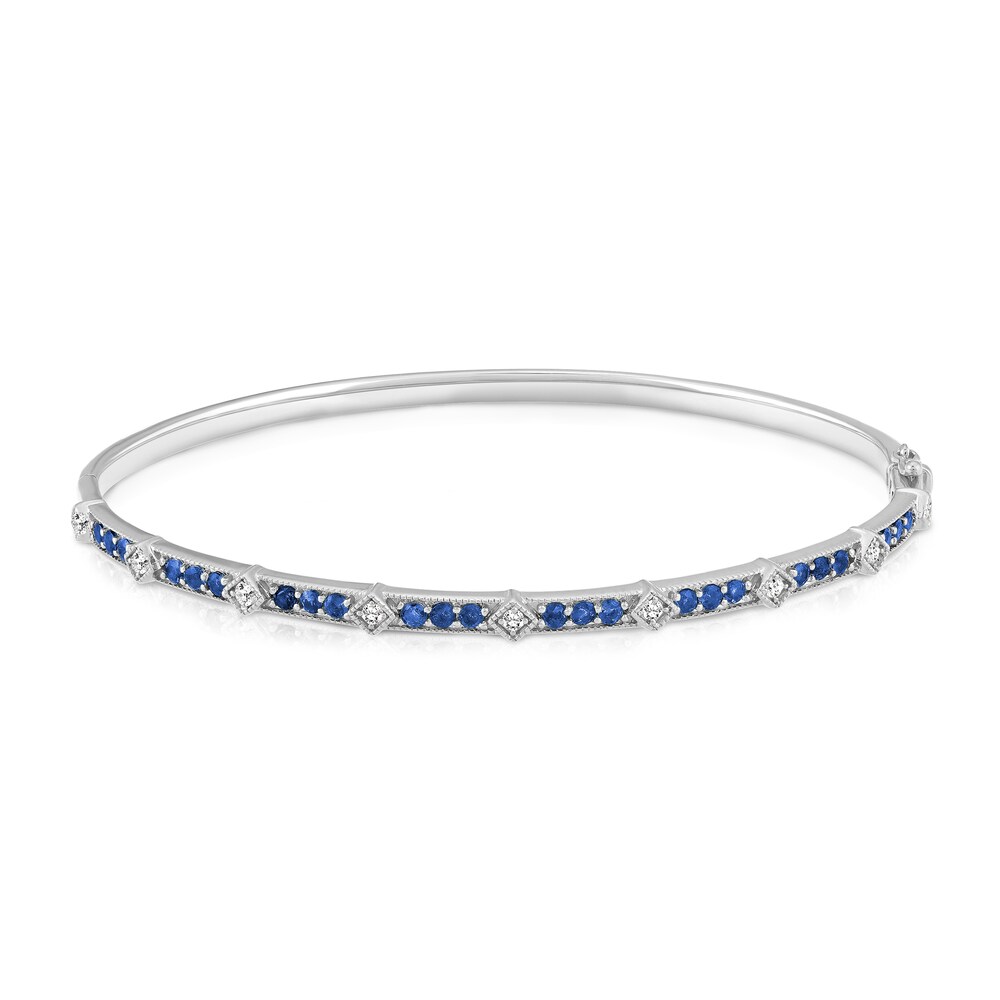 Natural Blue Sapphire Bangle Bracelet 1/5 ct tw Diamonds 14K White Gold NXRvXP2g Natural Blue Sapphire Bangle Bracelet 1/5 ct tw Diamonds 14K White Gold NXRvXP2g