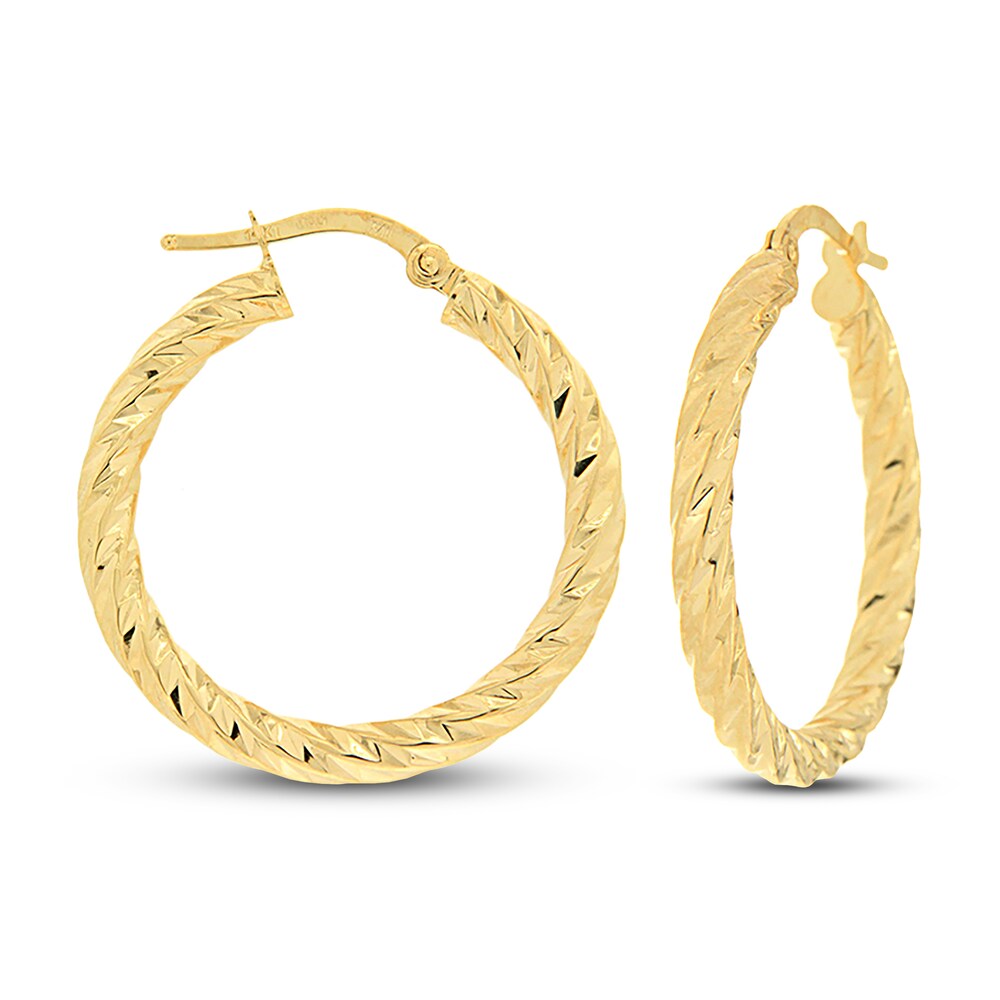 Patterned Hoop Earrings 14K Yellow Gold NhMABhZT Patterned Hoop Earrings 14K Yellow Gold NhMABhZT