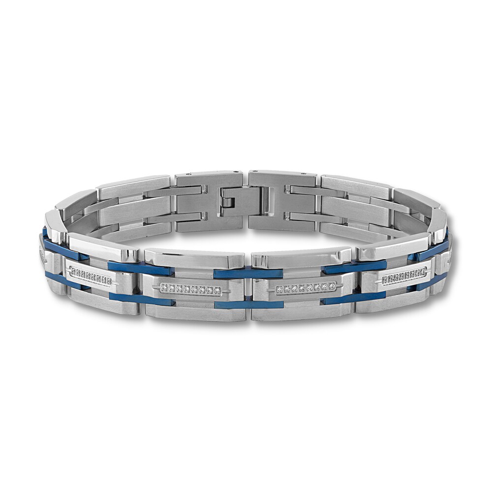 Men's Diamond Bracelet 3/8 ct tw Round Blue Ion-Plated Stainless Steel NmlPRCgm Men's Diamond Bracelet 3/8 ct tw Round Blue Ion-Plated Stainless Steel NmlPRCgm