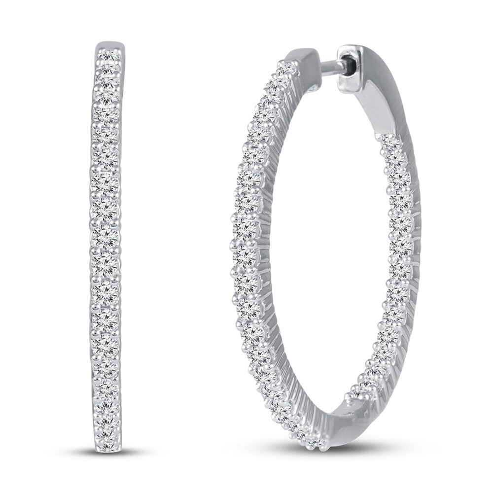 Diamond Hoop Earrings 1 1/2 ct tw Round 14K White Gold Nn3iddWA Diamond Hoop Earrings 1 1/2 ct tw Round 14K White Gold Nn3iddWA
