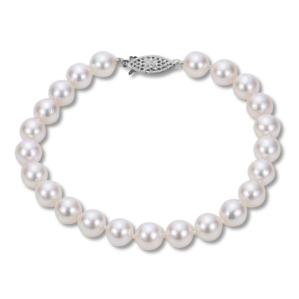Cultured Akoya Pearl Bracelet 14K White Gold O7GbD94J Cultured Akoya Pearl Bracelet 14K White Gold O7GbD94J