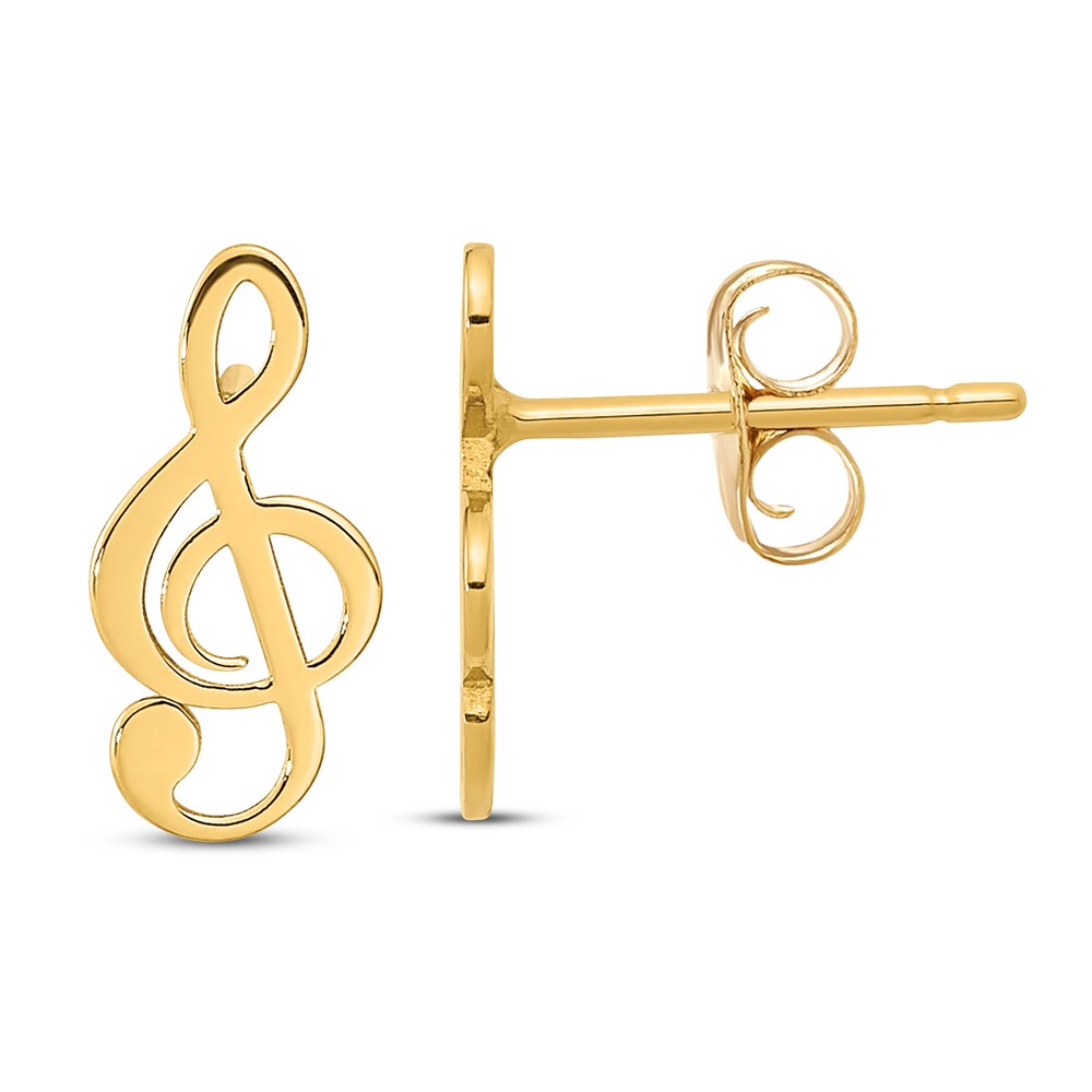 Treble Clef Note Stud Earrings 14K Yellow Gold O7SIeaAm Treble Clef Note Stud Earrings 14K Yellow Gold O7SIeaAm