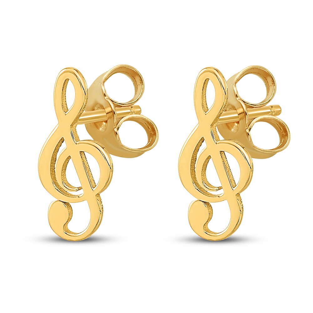 Treble Clef Note Stud Earrings 14K Yellow Gold O7SIeaAm Treble Clef Note Stud Earrings 14K Yellow Gold O7SIeaAm