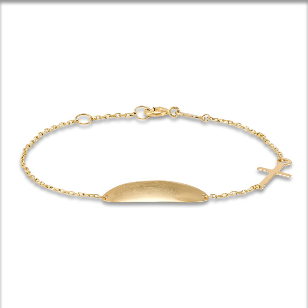 Cross Plaque ID Bracelet 14K yellow Gold 6" O7TuqVFB Cross Plaque ID Bracelet 14K yellow Gold 6" O7TuqVFB