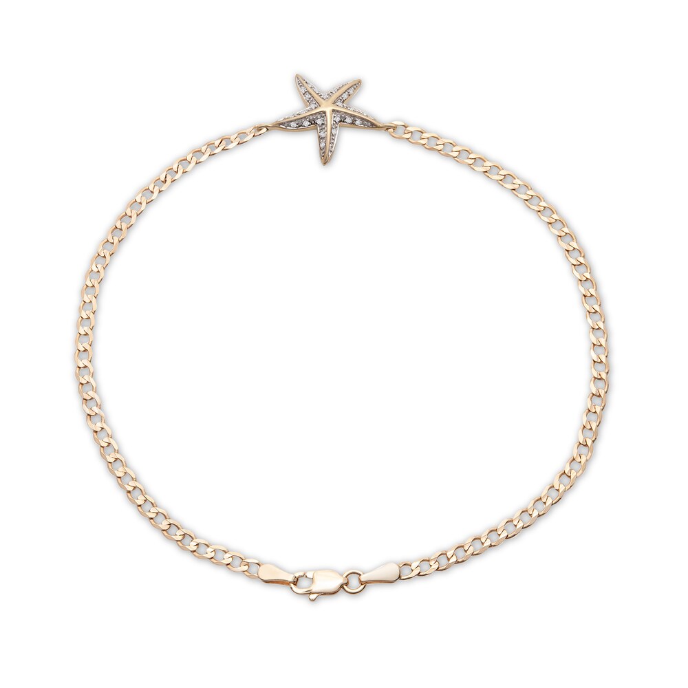 Starfish Anklet 1/20 ct tw Diamonds 10K Yellow Gold O9Sol6eu Starfish Anklet 1/20 ct tw Diamonds 10K Yellow Gold O9Sol6eu