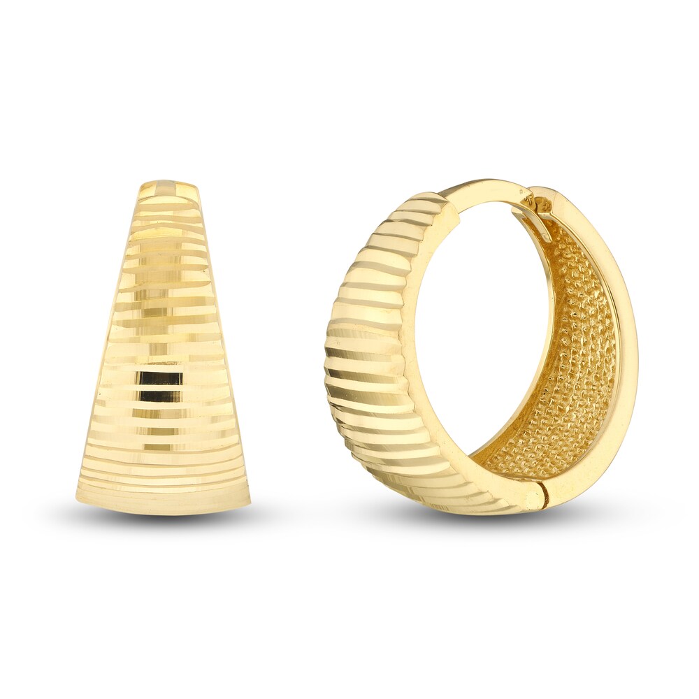 Diamond-Cut Tapered Huggie Earrings 14K Yellow Gold OA0K4eI0 Diamond-Cut Tapered Huggie Earrings 14K Yellow Gold OA0K4eI0