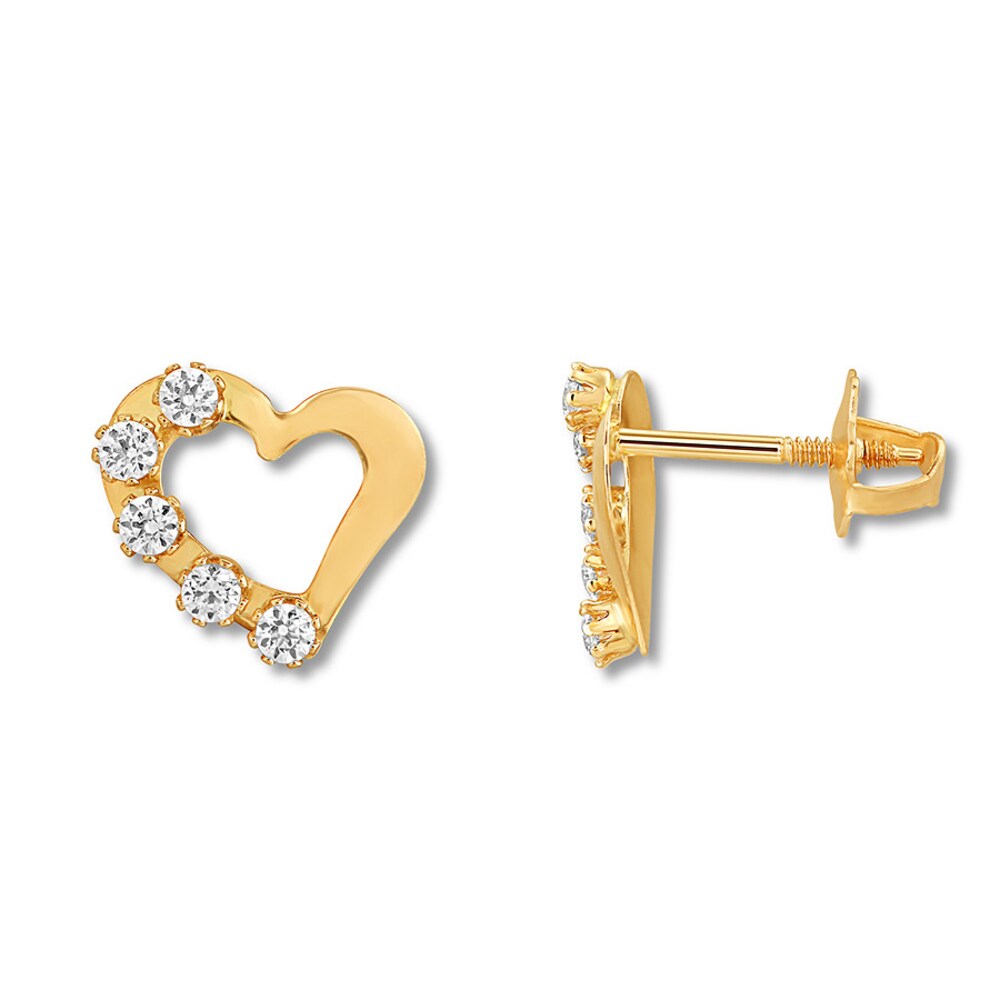 Children's Heart Earrings Cubic Zirconia 14K Yellow Gold OMBxAlNk Children's Heart Earrings Cubic Zirconia 14K Yellow Gold OMBxAlNk
