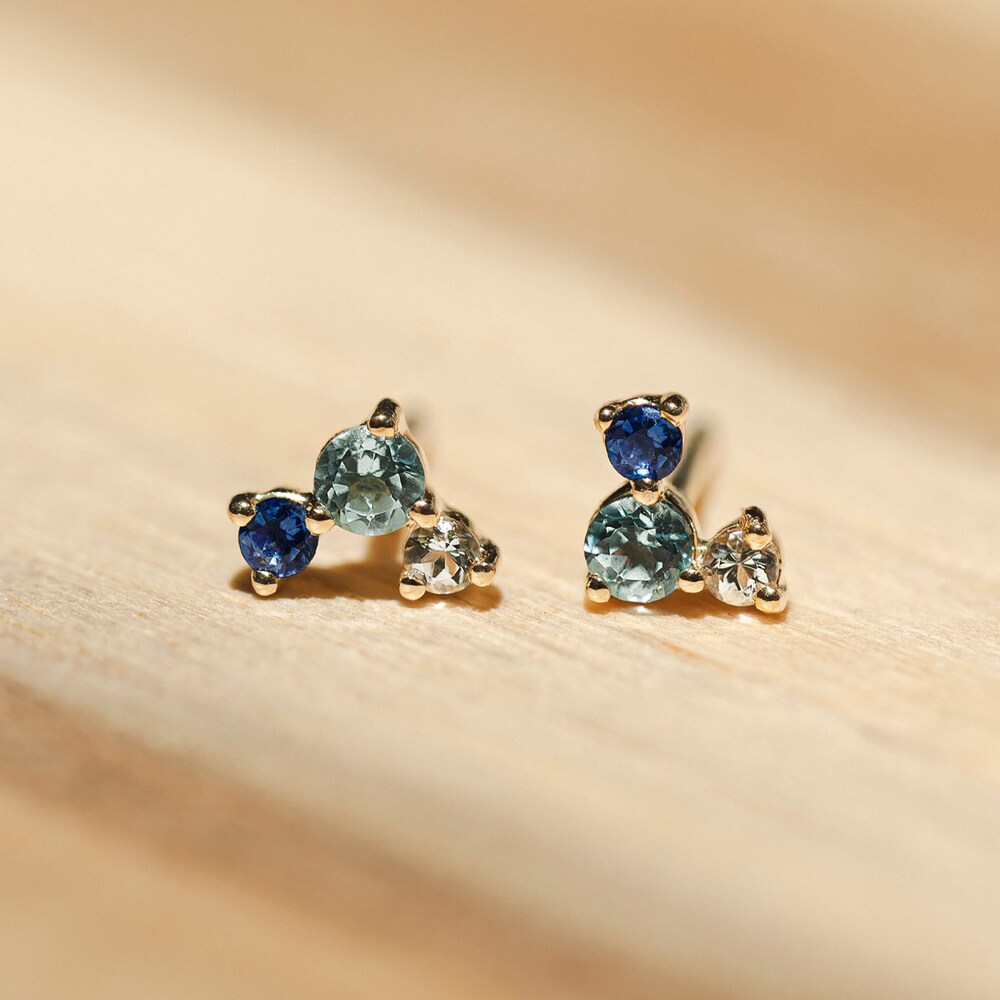 Juliette Maison Natural Multi-Gemstone Constellation Stud Earrings 10K White Gold OPFO2j0x