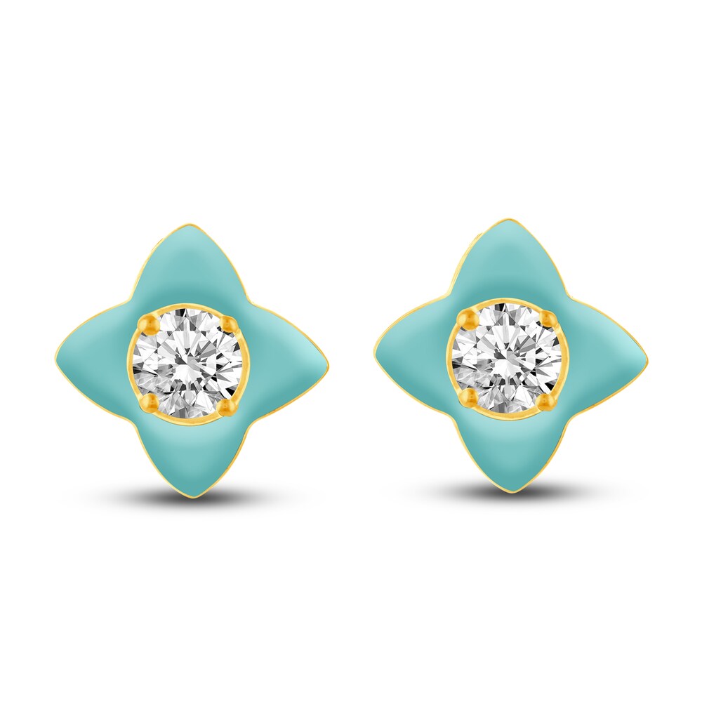 High-Polish Stud Earrings 1/2 ct tw Round Blue Enamel 14K Yellow Gold OS4PQR4p High-Polish Stud Earrings 1/2 ct tw Round Blue Enamel 14K Yellow Gold OS4PQR4p