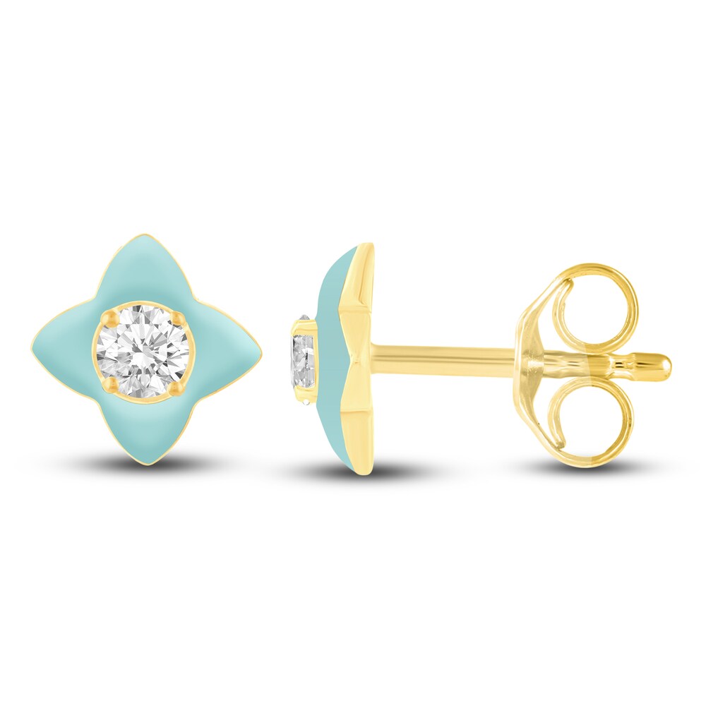 High-Polish Stud Earrings 1/2 ct tw Round Blue Enamel 14K Yellow Gold OS4PQR4p High-Polish Stud Earrings 1/2 ct tw Round Blue Enamel 14K Yellow Gold OS4PQR4p