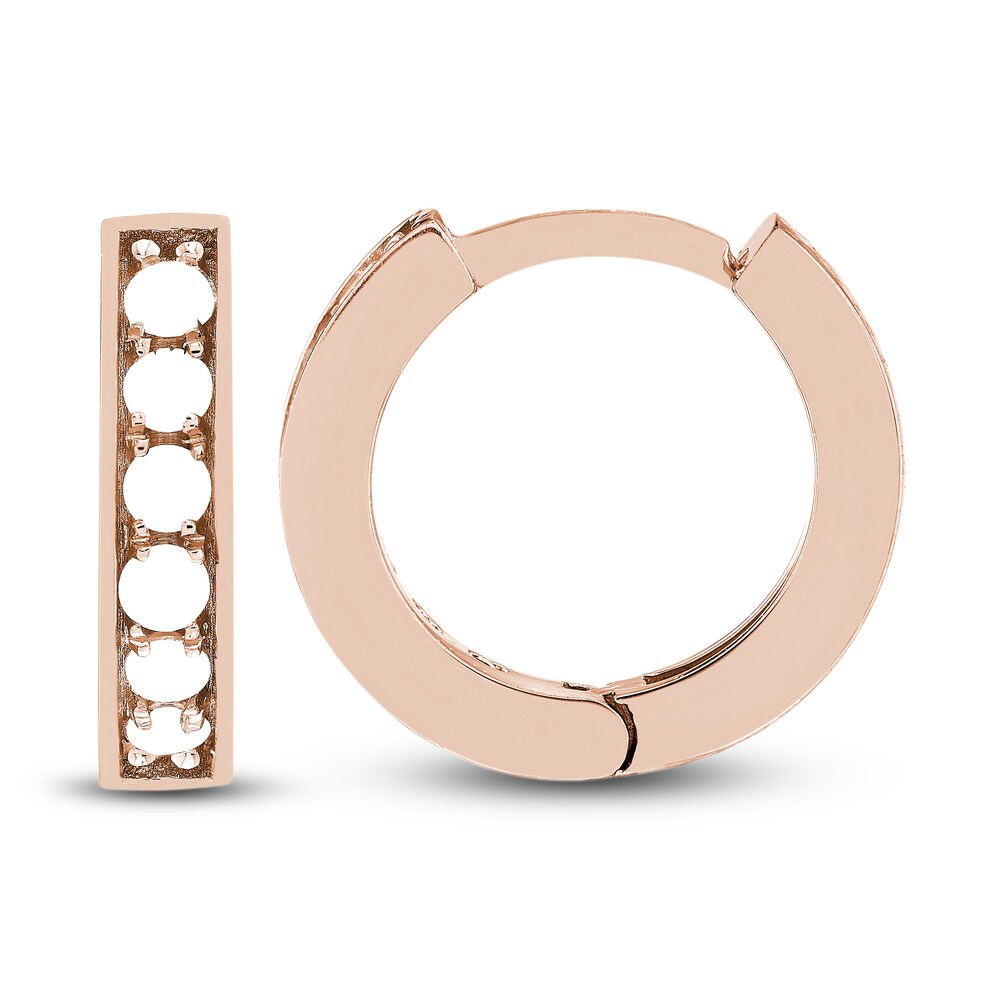Diamond Huggie Earrings 1/8 ct tw Round 14K Rose Gold 10mm OYKVULLE Diamond Huggie Earrings 1/8 ct tw Round 14K Rose Gold 10mm OYKVULLE