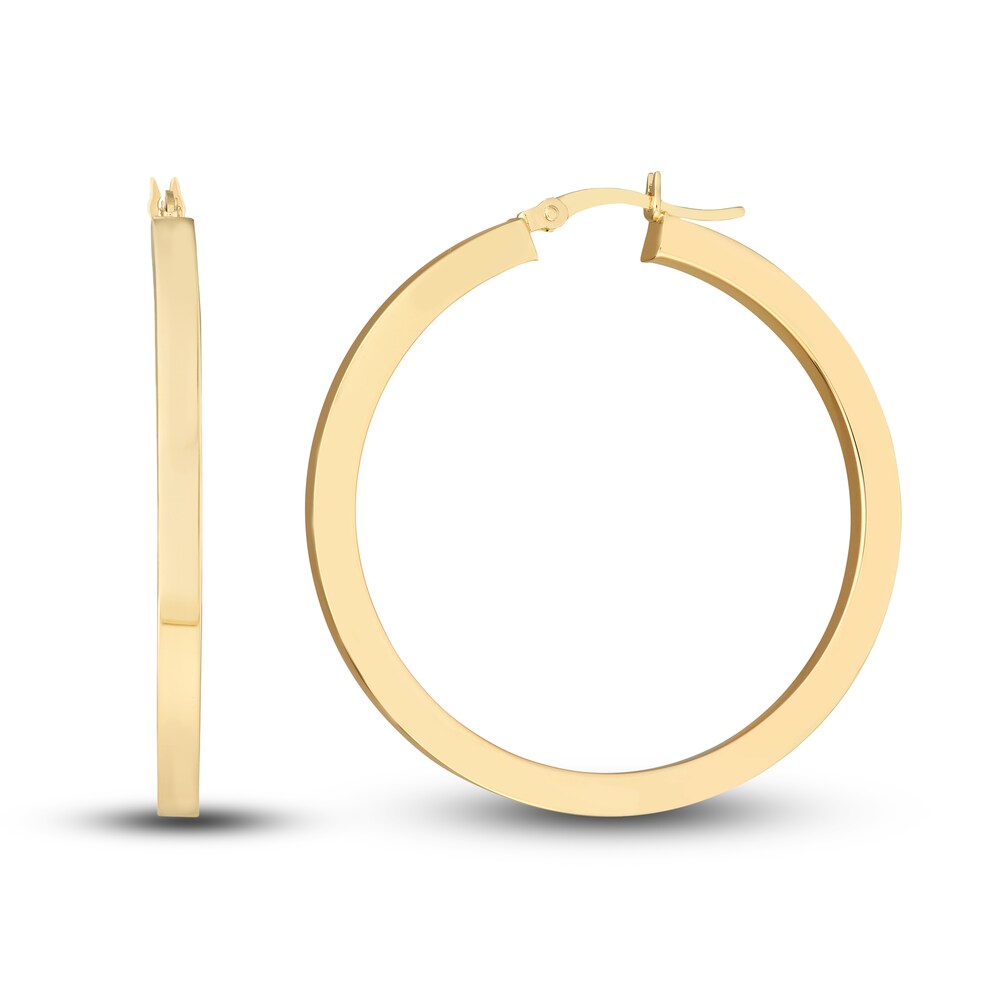 Polished Square Hoop Earrings 14K Yellow Gold 40mm OYWD6pWe