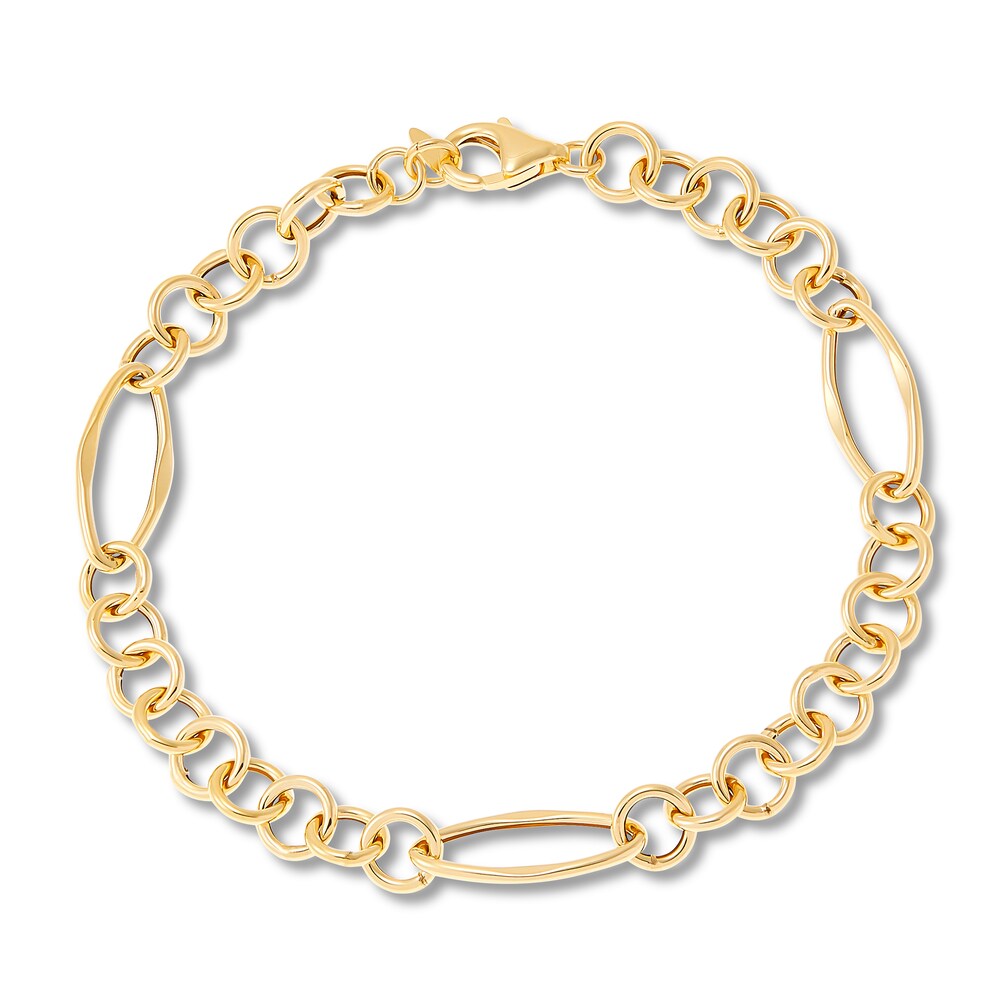 Italia D\'Oro Round & Oval Link Bracelet 14K Yellow Gold Oaqcnw7s Italia D\'Oro Round & Oval Link Bracelet 14K Yellow Gold Oaqcnw7s