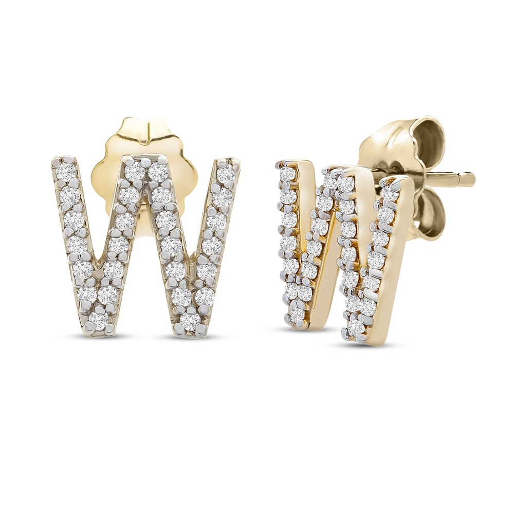Diamond Letter W Earrings 1/10 ct tw Round 10K Yellow Gold Om2zL5eP Diamond Letter W Earrings 1/10 ct tw Round 10K Yellow Gold Om2zL5eP