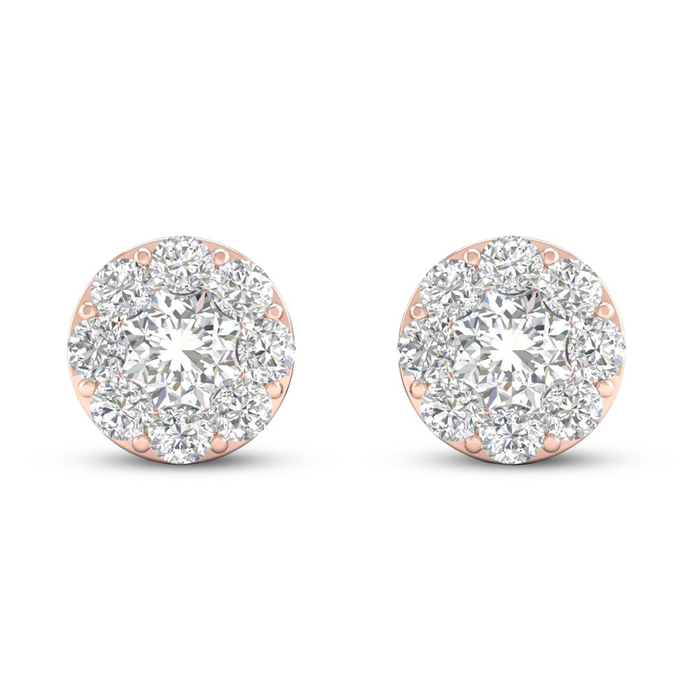 Diamond Stud Earrings 1 ct tw Round 14K Rose Gold OmmLGOdx Diamond Stud Earrings 1 ct tw Round 14K Rose Gold OmmLGOdx
