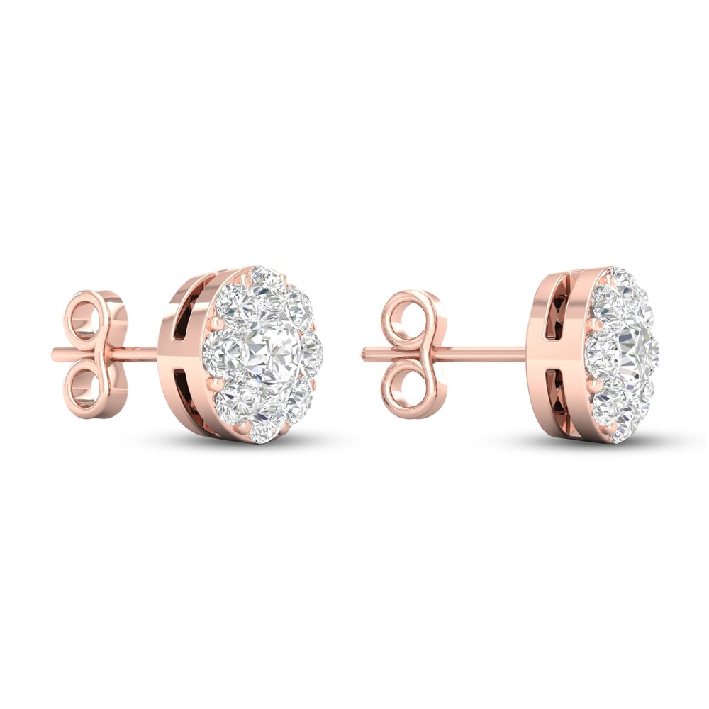 Diamond Stud Earrings 1 ct tw Round 14K Rose Gold OmmLGOdx Diamond Stud Earrings 1 ct tw Round 14K Rose Gold OmmLGOdx