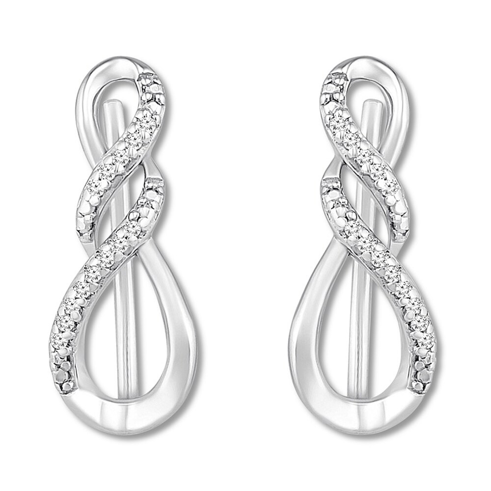 Infinity Earring Climbers 1/20 ct tw Diamonds Sterling Silver OszORGCN Infinity Earring Climbers 1/20 ct tw Diamonds Sterling Silver OszORGCN