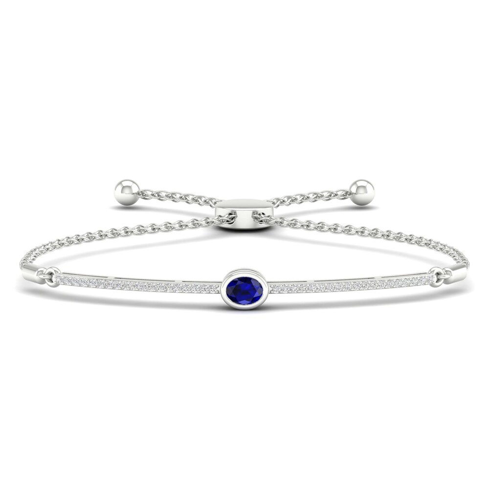 Natural Sapphire Bolo Bracelet 1/6 ct tw Diamonds 10K White Gold OylWS6L6 Natural Sapphire Bolo Bracelet 1/6 ct tw Diamonds 10K White Gold OylWS6L6