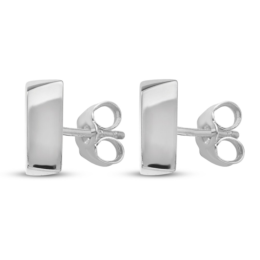 Fancy Bar Stud Earrings 14K White Gold P1KBtJjf