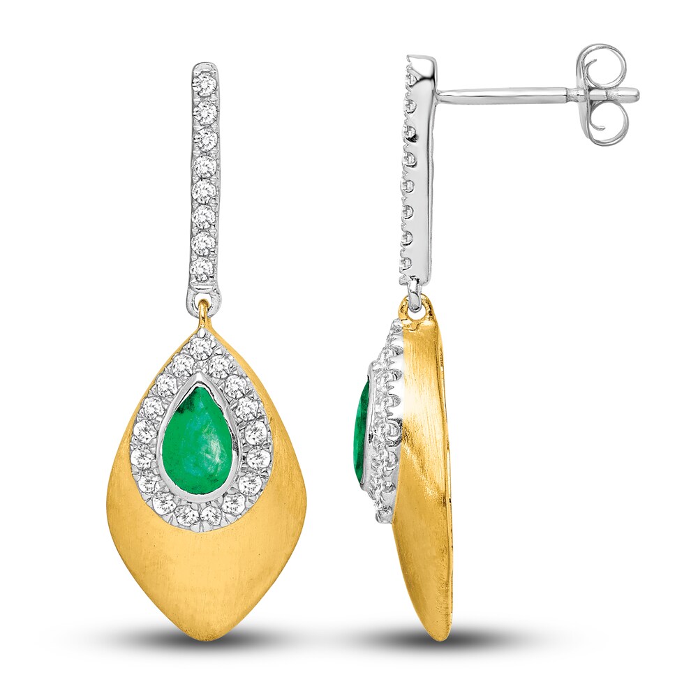 Natural Emerald Earrings 1/4 ct tw Diamonds 14K Two-Tone Gold P3amnpEj Natural Emerald Earrings 1/4 ct tw Diamonds 14K Two-Tone Gold P3amnpEj