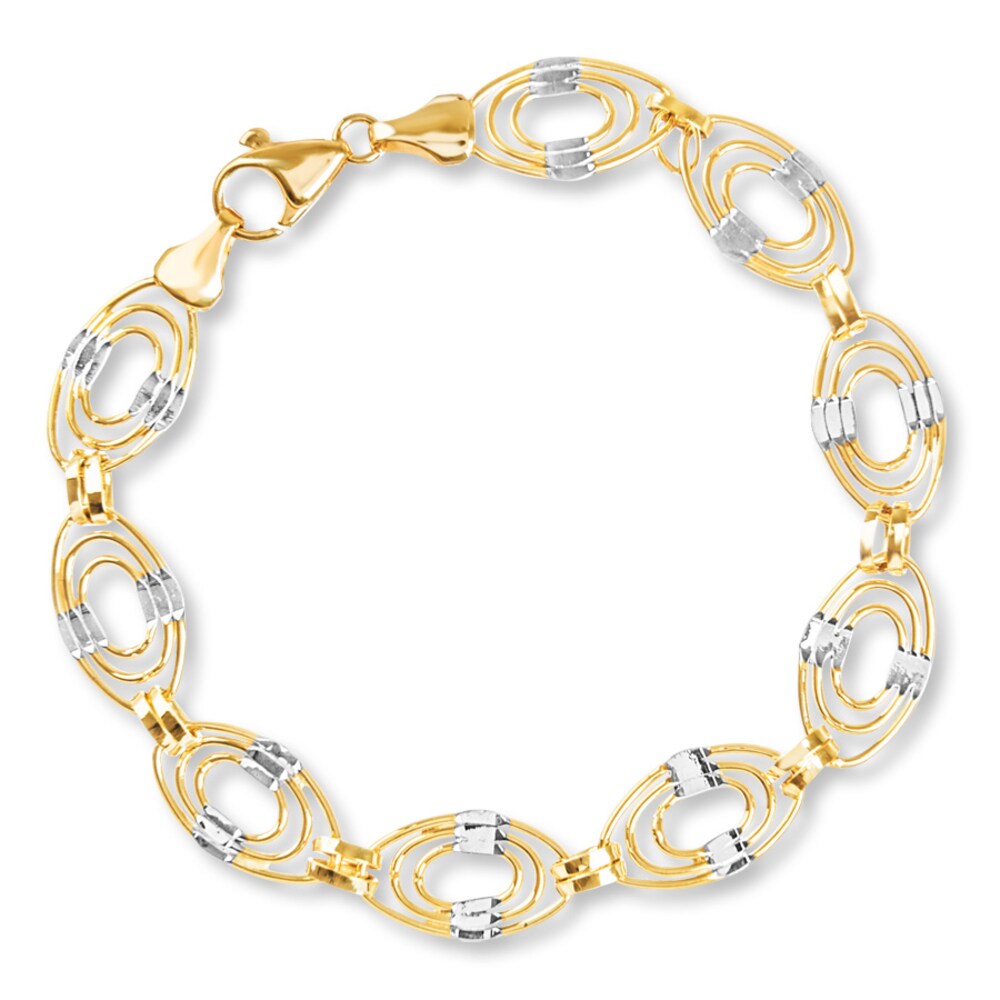 Concentric Link Bracelet 14K Two-Tone Gold 8" Length P6txec1T Concentric Link Bracelet 14K Two-Tone Gold 8" Length P6txec1T