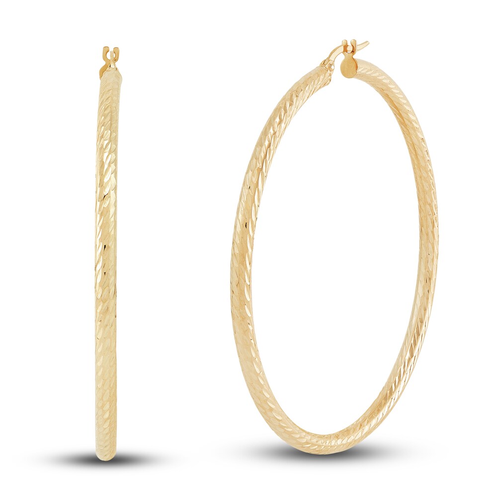Tube Hoop Earrings 10K Yellow Gold 50mm PJH4oKT1 Tube Hoop Earrings 10K Yellow Gold 50mm PJH4oKT1