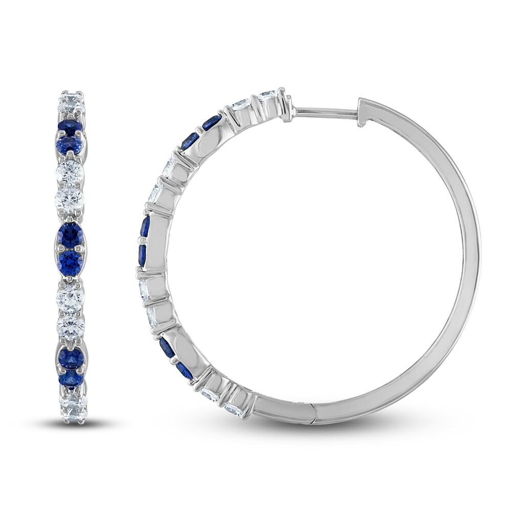 Vera Wang WISH Natural Blue Sapphire Hoop Earrings 1-1/4 ct tw Diamonds 10K White Gold PNyMVqGi Vera Wang WISH Natural Blue Sapphire Hoop Earrings 1-1/4 ct tw Diamonds 10K White Gold PNyMVqGi