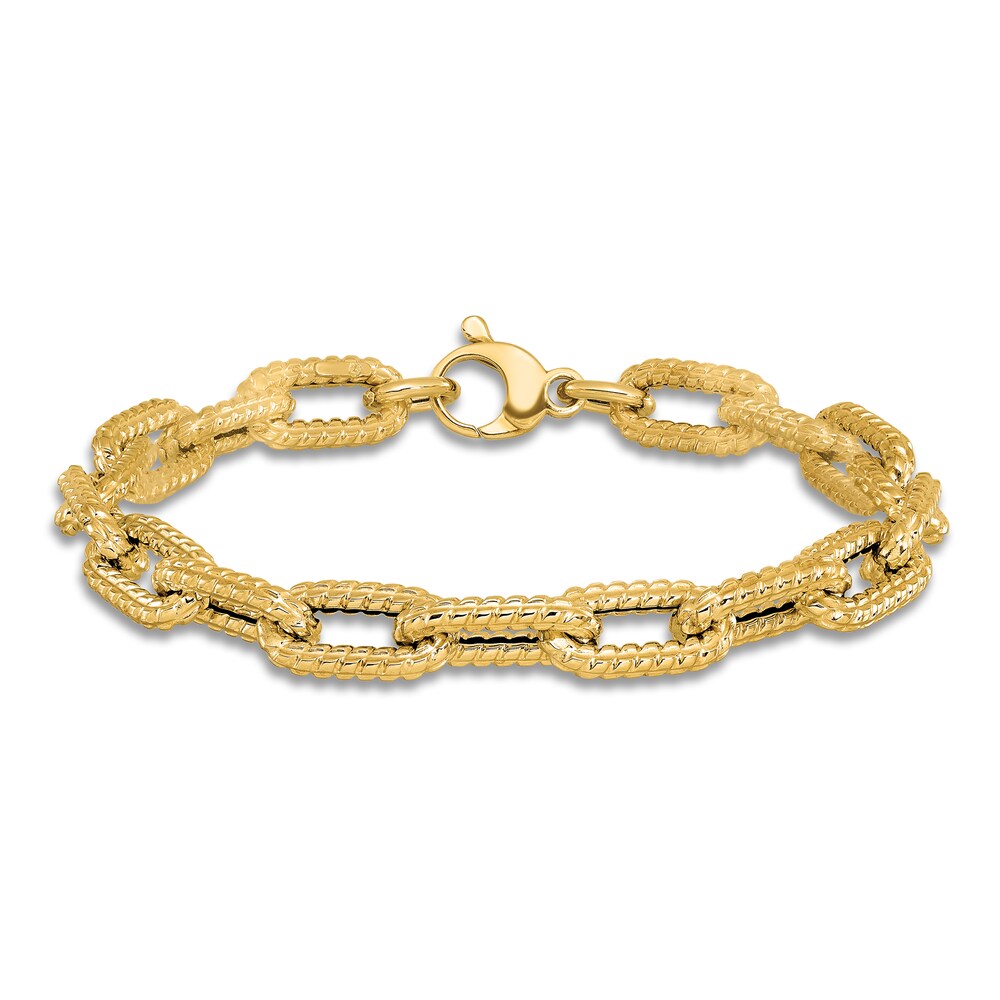 Textured Link Chain Bracelet 14K Yellow Gold 7.5\" PeGPDZvp Textured Link Chain Bracelet 14K Yellow Gold 7.5\" PeGPDZvp