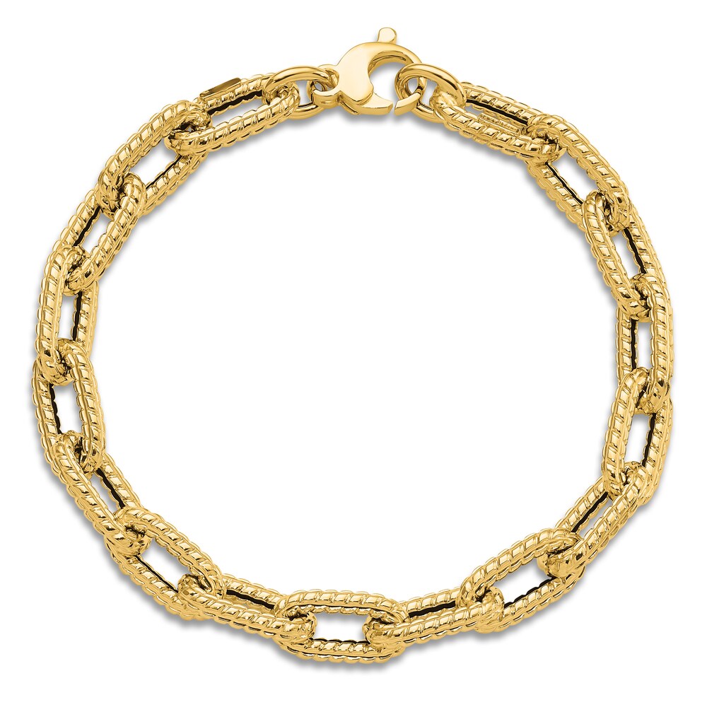 Textured Link Chain Bracelet 14K Yellow Gold 7.5\" PeGPDZvp Textured Link Chain Bracelet 14K Yellow Gold 7.5\" PeGPDZvp