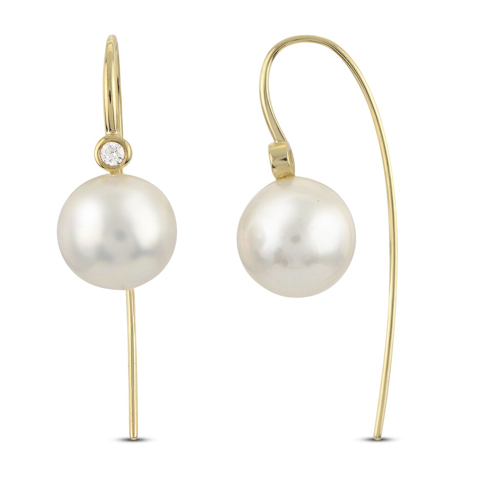 Cultured Freshwater Pearl Threader Earrings 1/8 ct tw Diamonds 14K Yellow Gold PmqijpzT Cultured Freshwater Pearl Threader Earrings 1/8 ct tw Diamonds 14K Yellow Gold PmqijpzT