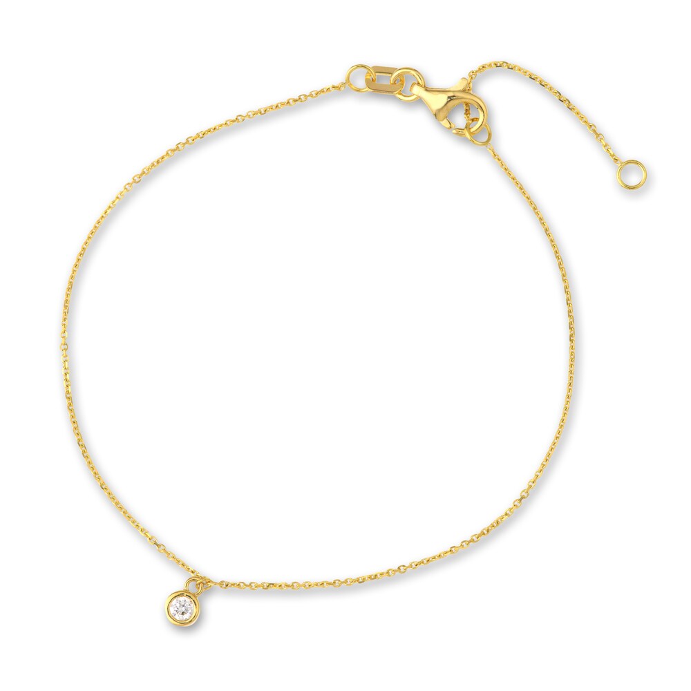 Diamond Charm Bracelet 1/20 ct tw Round 14K Yellow Gold 7.25" Adj. PnXGX65y Diamond Charm Bracelet 1/20 ct tw Round 14K Yellow Gold 7.25" Adj. PnXGX65y