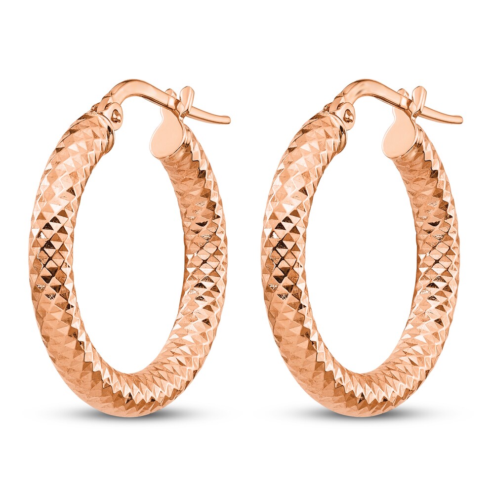Diamond-Cut Hoop Earrings 14K Rose Gold Pon3bhnR Diamond-Cut Hoop Earrings 14K Rose Gold Pon3bhnR