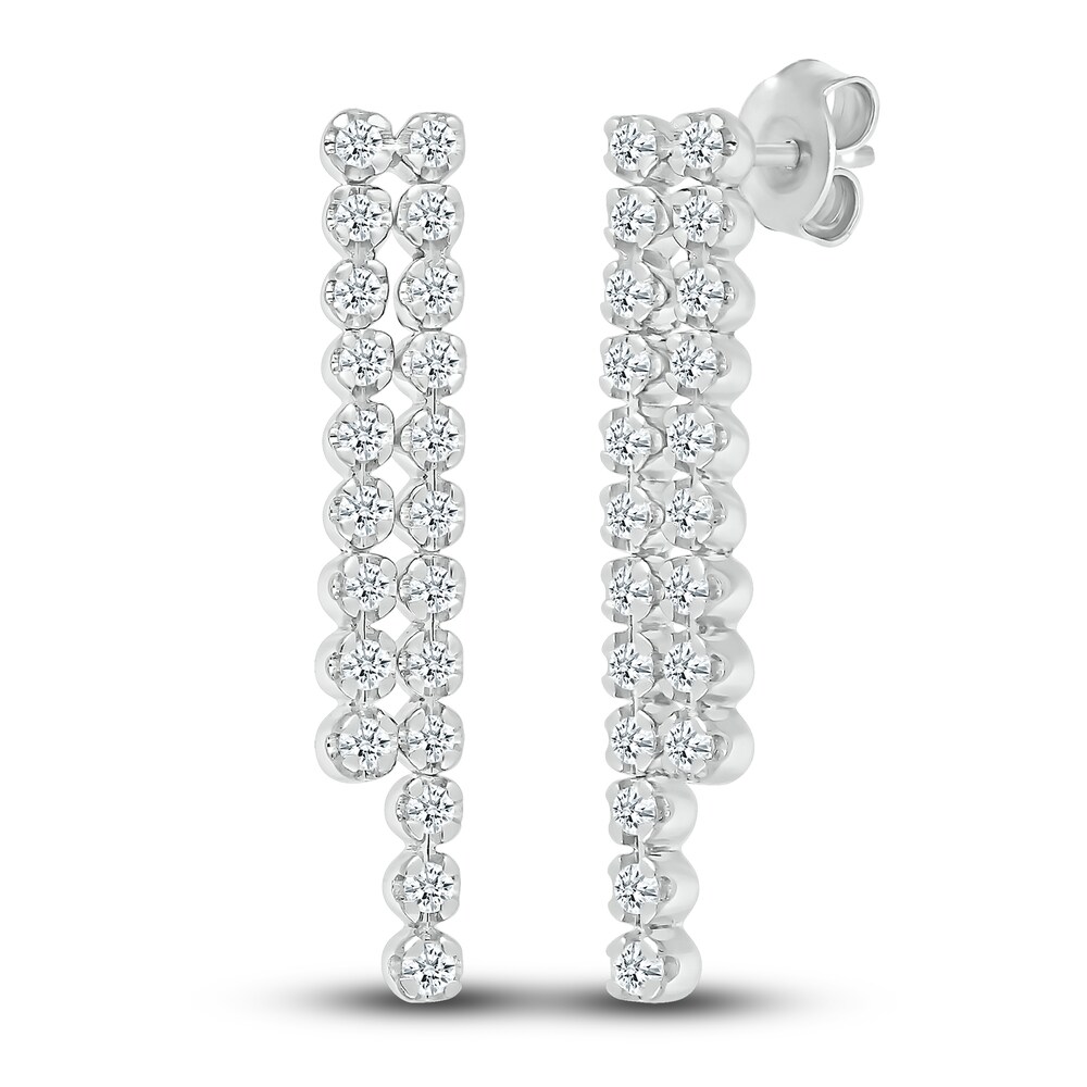 Diamond Dangle Earrings 1/2 ct tw Round 10K White Gold PrtPLGMI Diamond Dangle Earrings 1/2 ct tw Round 10K White Gold PrtPLGMI