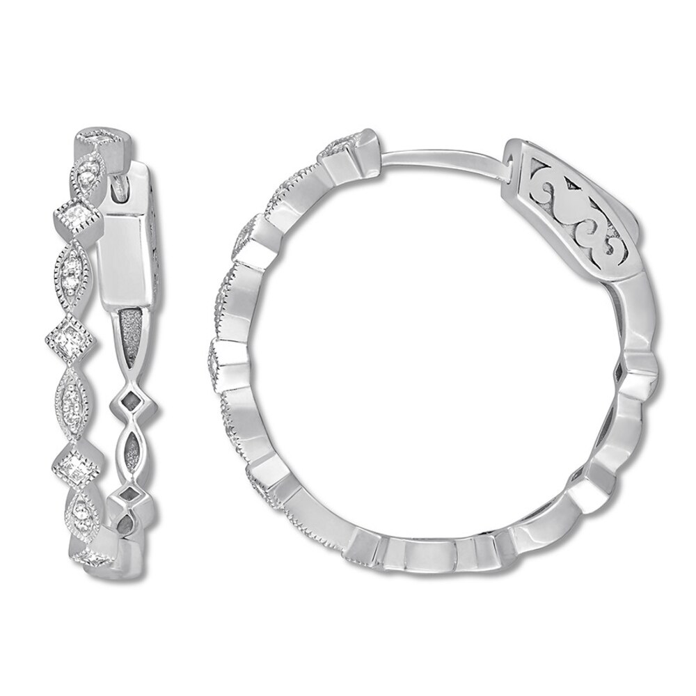 Diamond Geometric Hoop Earrings 1/4 ct tw Round 10K White Gold PrttrwMx Diamond Geometric Hoop Earrings 1/4 ct tw Round 10K White Gold PrttrwMx