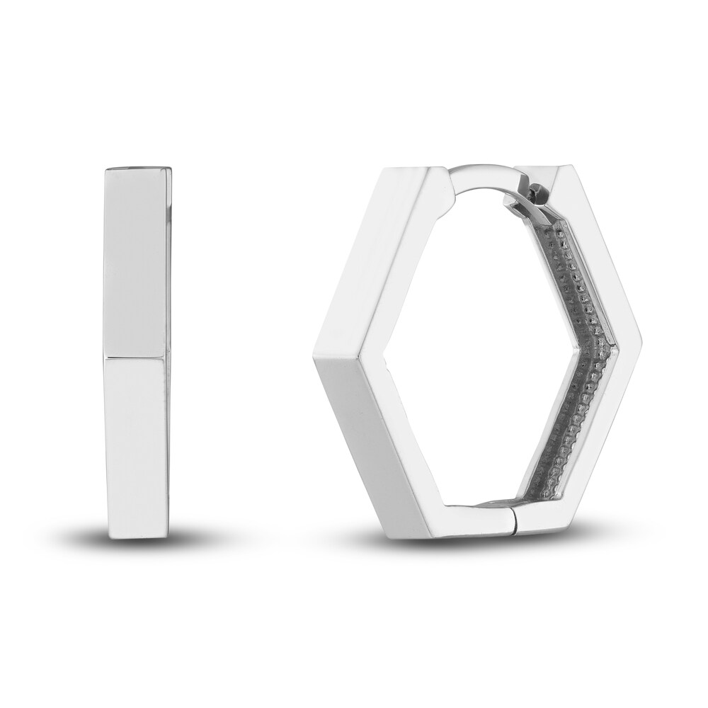 Pentagon Huggie Earrings 14K White Gold PxnFcVPi Pentagon Huggie Earrings 14K White Gold PxnFcVPi