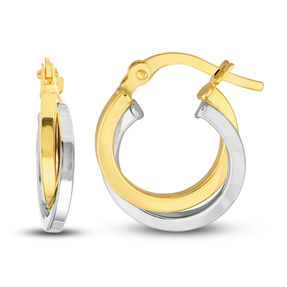 Polished Crossover Hoop Earrings 14K Two-Tone Gold 15mm Q4kpMANO Polished Crossover Hoop Earrings 14K Two-Tone Gold 15mm Q4kpMANO
