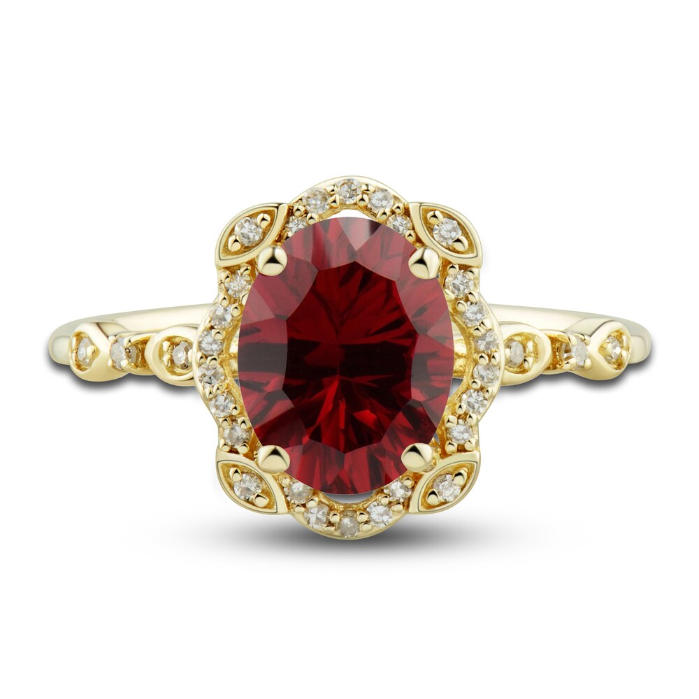 Lab-Created Ruby Ring, Earring & Necklace Set 1/3 ct tw Diamonds 10K Yellow Gold Q8ZeFyrp Lab-Created Ruby Ring, Earring & Necklace Set 1/3 ct tw Diamonds 10K Yellow Gold Q8ZeFyrp